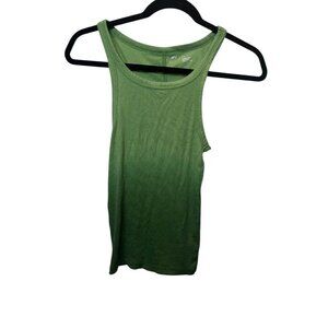 Aerie Green Ribbed Knit High Neck Tank Top Size Small